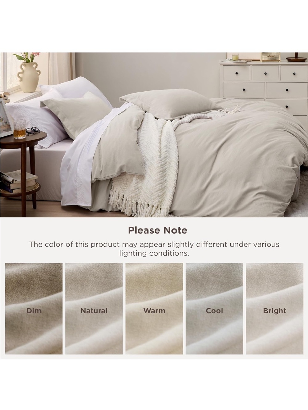NEW Bedsure Prewashed Duvet Cover Set. King, Cotton-Like Soft Bedding, Linen - Picture 4 of 7